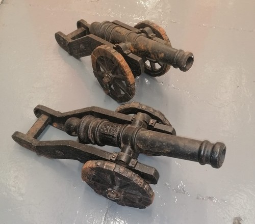 Cast iron cannons pair of - cast,