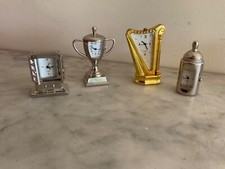 Joblot 4 Novelty Miniature Clocks Harp Baby Bottle Football Trophy TV Unit