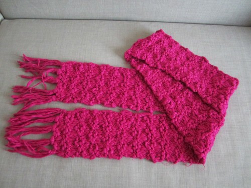 Long woolly purple scarf