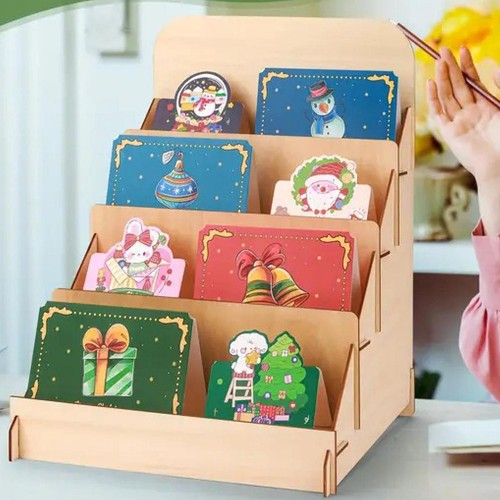 Wooden greeting card display - greeting,