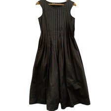 Rundholz Black Cotton Pleated Sleeveless Midi Dress Women's UK Medium - Preloved