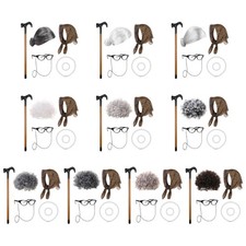 Girls 100th Day School Old Lady Costume Granny Dress Cosplay Breathable Outfit