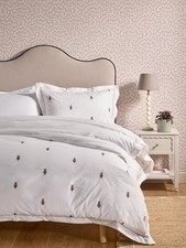 Sanderson Dabu Embroidered White Cotton Duvet Cover Set - Super King (Marks) B+