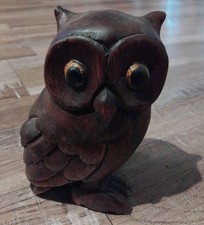 Carved Wooden Owl Sculpture -