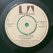 Hawkwind  7”Vinyl Single” Silver Machine “ United Artists  1972 Lemmy Motörhead