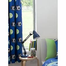 CATHERINE LANSFIELD BLUE LINED 66" x 72" CURTAINS KIDS BEDROOM BOYS FOOTBALL NEW