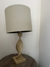 Table Lamp  Oak Effect Resin & Natural Linen shade - Slighlty damadged