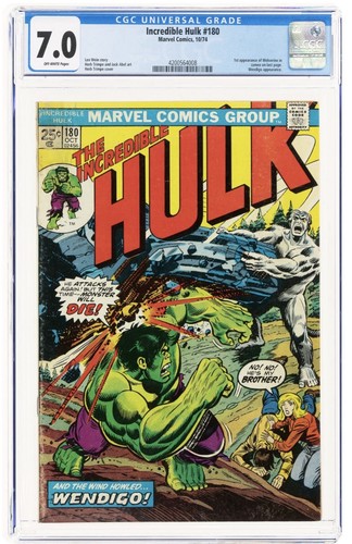 Incredible hulk 180 cgc ow - 180, 7.0