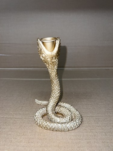 Gold resin snake taper candle - gold,