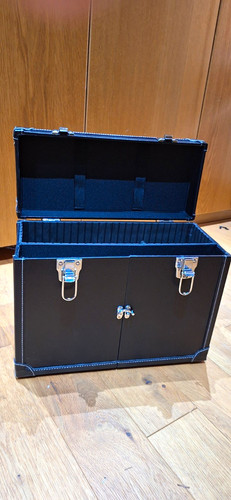 Black faux leather sewing box - black,