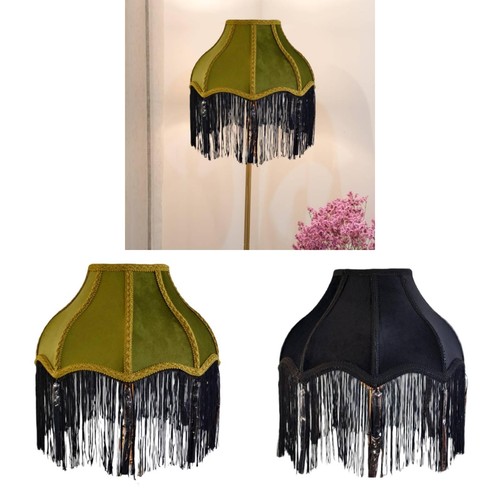 Fabric lampshade with tassels - fabric,