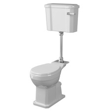 Traditional Mid Level Toilet Pan, Cistern, Handle & Soft Close Seat