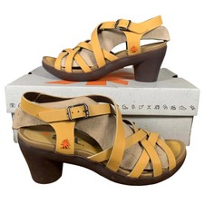 ART Company Slingback Sandals UK7 Brown Leather Buckle Strap Heeled Cartago Kaki