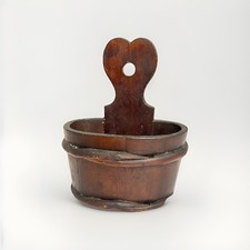 Vintage Salt Box, French Treen Hanging Cellar, Primitive Shaker Home Decor