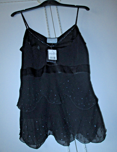 Black beaded silk camisole - black,