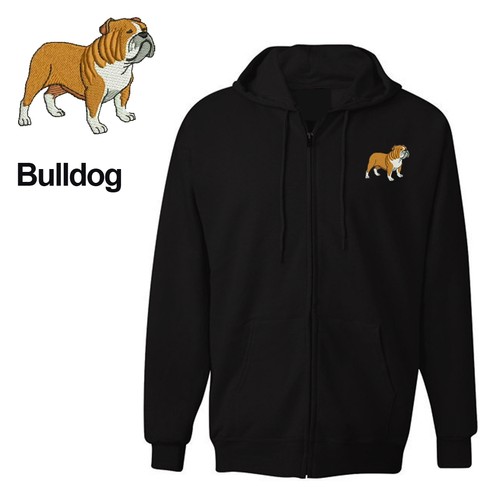 Bulldog dog zipper hoodie - zipper,