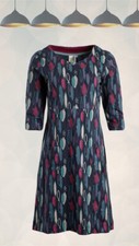 Ex Weird Fish Women’s ¾ Sleeve Starshine Jersey Dress in Midnight Navy