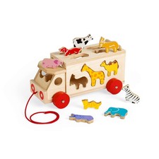 Bigjigs Toys Wooden Pull Along Lorry & Animal Shape Sorter, Wooden Baby Toys
