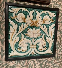 Framed set of Minton Hollins stylised dolphin Tiles from a Sainsburys Food Hall