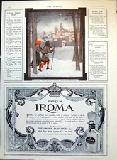 Antique Print Clear Shining Light Couple Snow Town Arrol-Johnston Car 1913 20th