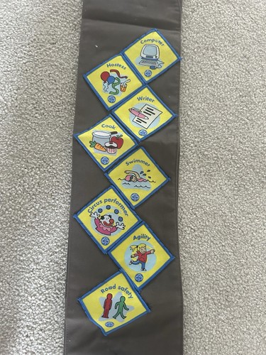 Brownie sash with badges - with,