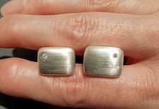 925 Sterling Silver Vintage Designer Kit Heath Genuine Diamond Set Cufflinks