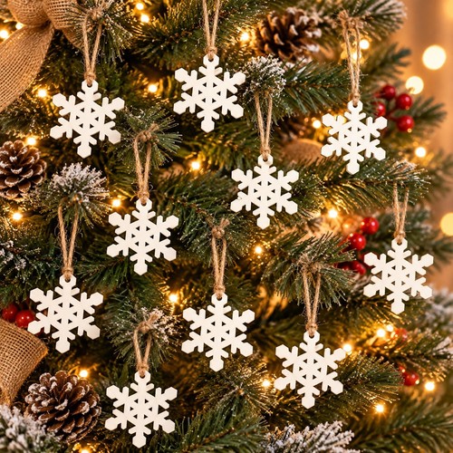 White wooden snowflake - 10,