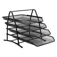 Metal Filing Tray Stackable Office Desk Tidy Rack Black Paper Document Organiser