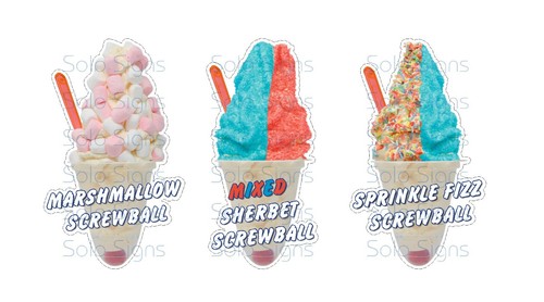 Screwball ice cream - ice, stickers