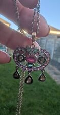 Antique Indian Gold Silver Diamond Emerald And Ruby Pendant