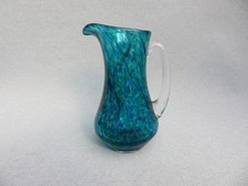 Vintage Art Glass Jug / Vase Teign Valley Pitcher Blue / Green