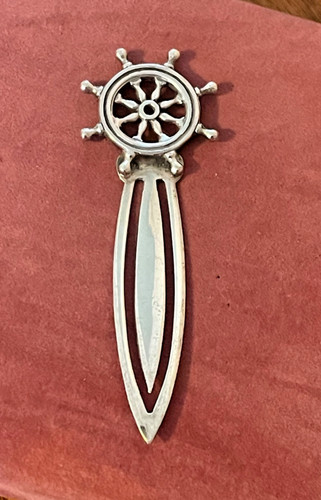 Silver bookmark with ship - bookmark,