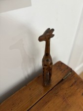 Hand-Carved Vintage Wooden Giraffe Figurine MCM