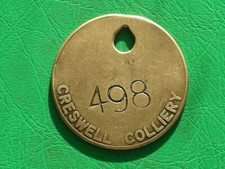 Creswell colliery Derbys. brass embossed pit check miners coal mining token lamp
