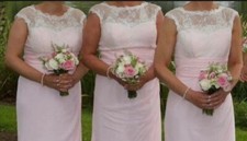 True Bride Ivory & New Pink Bridesmaid Dresses x3 