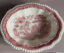 1890's Staffordshire W Adams & Sons Quality Pink Willow Serving Dish VGC