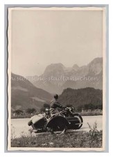 Motorcycle BMW with Sidecar Alpine Road Berchtesgaden 1953 Old Photo