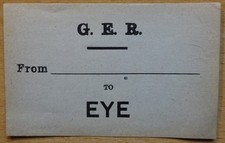 Great Eastern Railway Luggage Label - Eye (Suffolk) - Closed 1931
