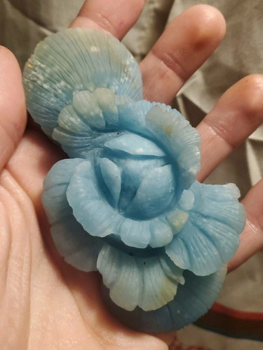 Carved amazonite flower - amazonite,