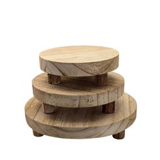 Mini Wooden 3 Tier Rustic Cake Display Stands And Plant Risers  For Home Decor