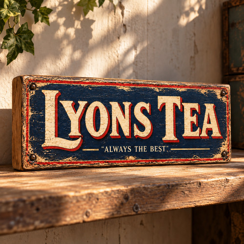 Lyons tea sign kitchen wooden - lyons,