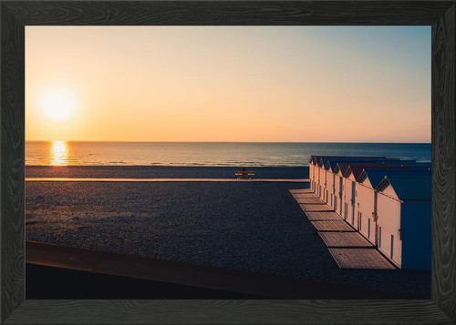 Beach huts sunset framed - huts, at