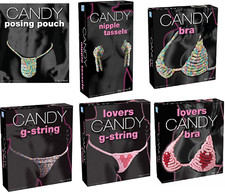 Lovers Candy Edible Underwear Bra G String Pouch Nipple Tassles Ring Bra Pouch