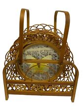 Vintage Butterfly Coasters 6 Wicker Bamboo and Caddy Holder Set Man Cave VGC