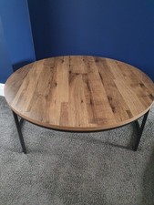 Next Dark Bronx Round Coffee Table Oak Effect Black Frame 82cm Diameter 34.5cm