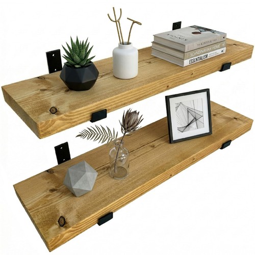 Wooden board wall shelf - 2x,