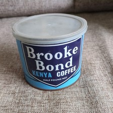 Vintage Original Brooke Bond Kenya Coffee Half Pound Metal Tin from the 1970`s
