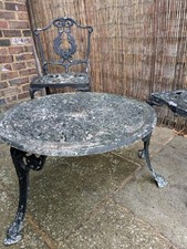 Vintage Aluminium  Metal Coffee Table And Three Garden Chairs