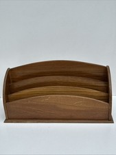 Vintage Wooden Letter Rack Desk Tidy   Compartments Mid Century Organiser 