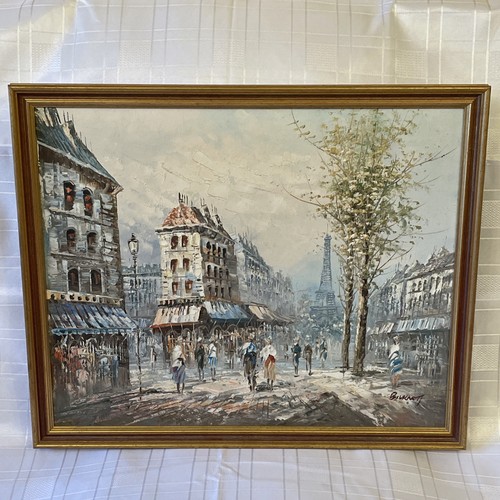 Framed oil board - framed, on